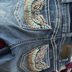 BAMBOO Blue Jeans with Intricate Embroidery